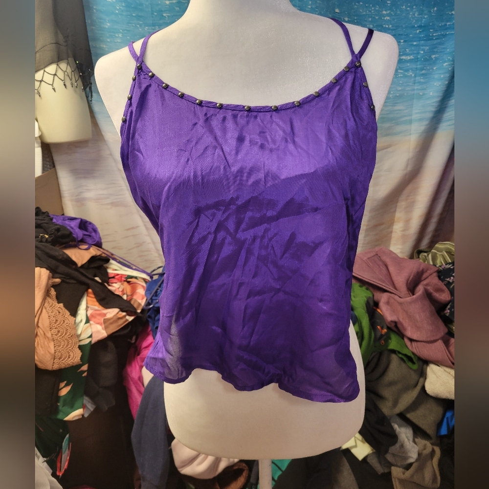 Free People NWOT Purple studded Tie Tank Top Size Small